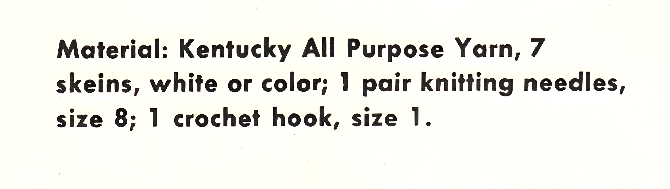 Materials, yarn requirements and measurements for vintage 1950s women's loopy stitch stole knitting pattern in DK
