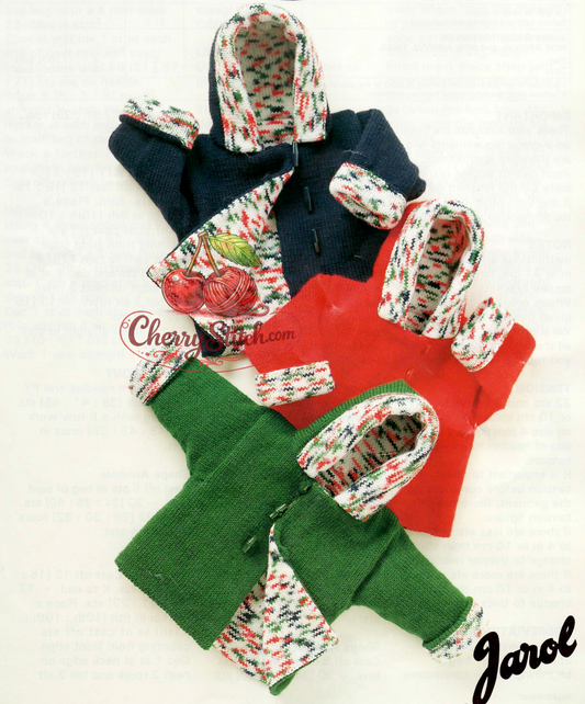 Vintage 1990s baby lined hooded jacket knitting pattern – 4 sizes birth to 2 years in DK