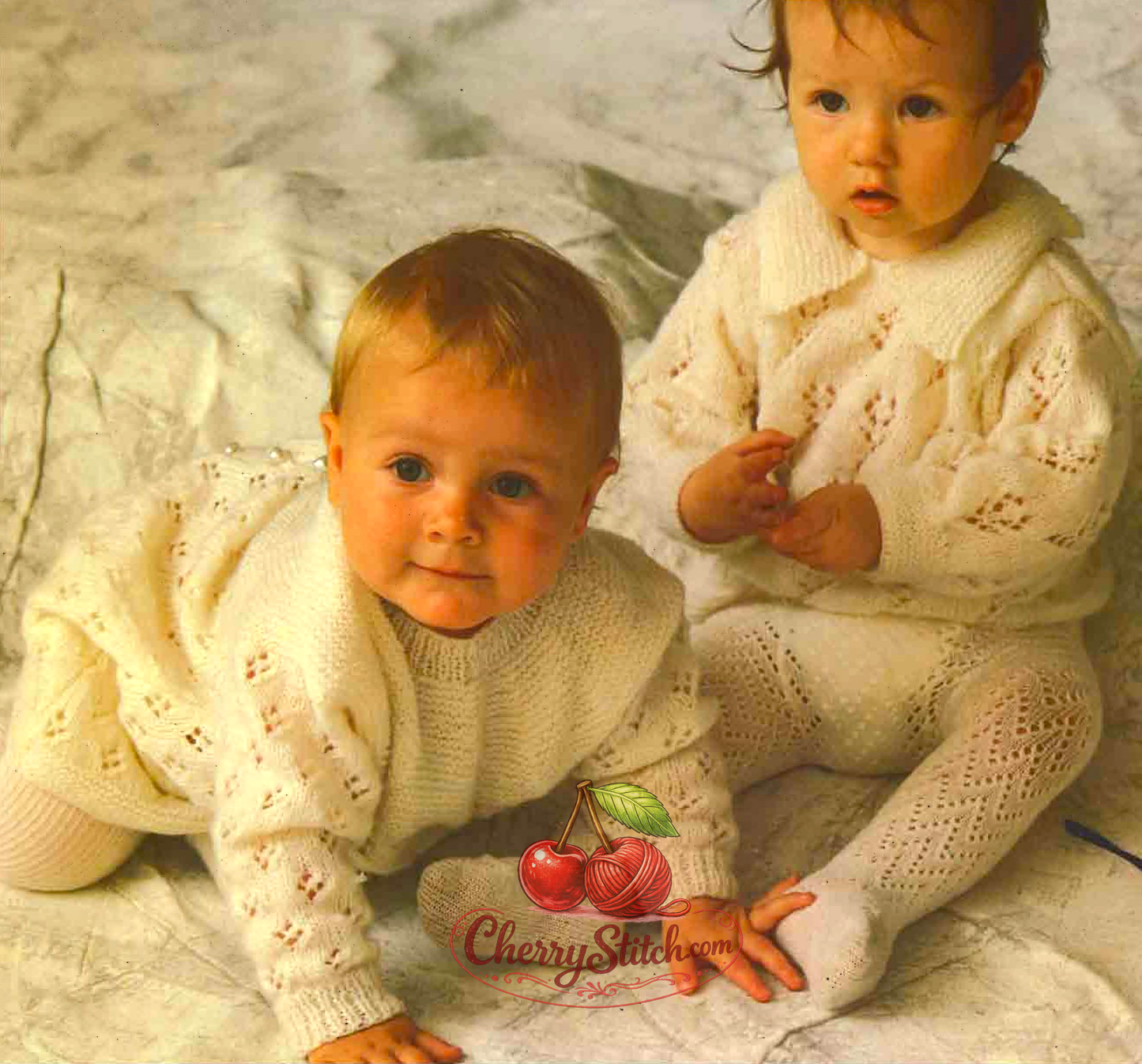 Baby toddler dress and angel top – restored vintage 1970s knitting pattern with lacy stitch designs in 4-ply, 3 sizes 18''–22''