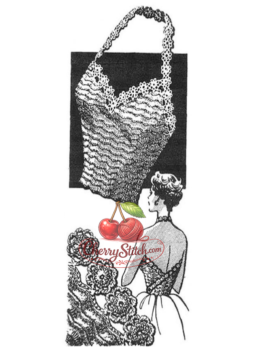 Cover art for a Women's restored vintage crochet pattern from the 1960s, featuring a halter top with flower medallion border and neck bands.
