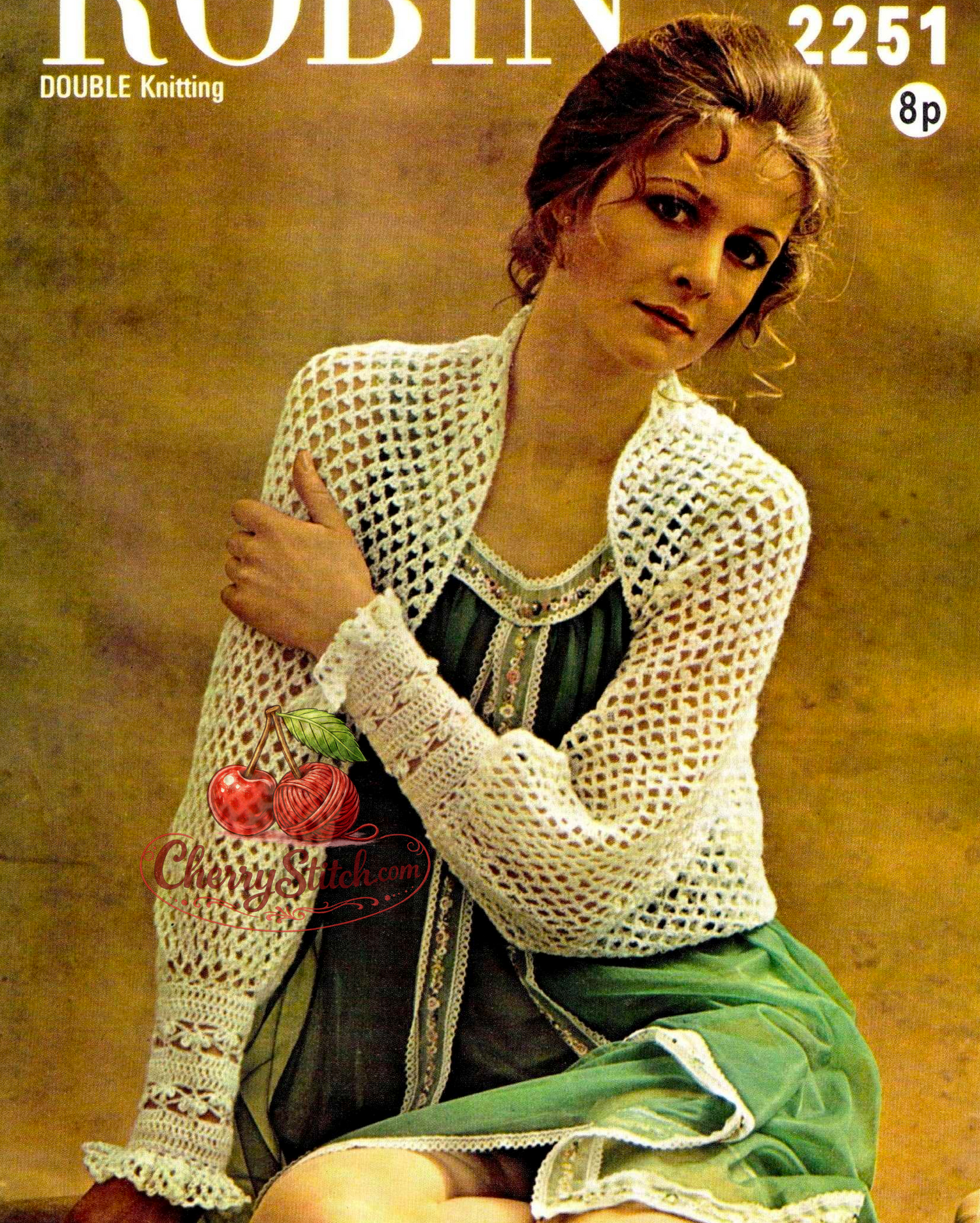 Vintage 1950s women's lace shrug and bed jacket crochet pattern – frilly cuffs, worked cuff to cuff in DK